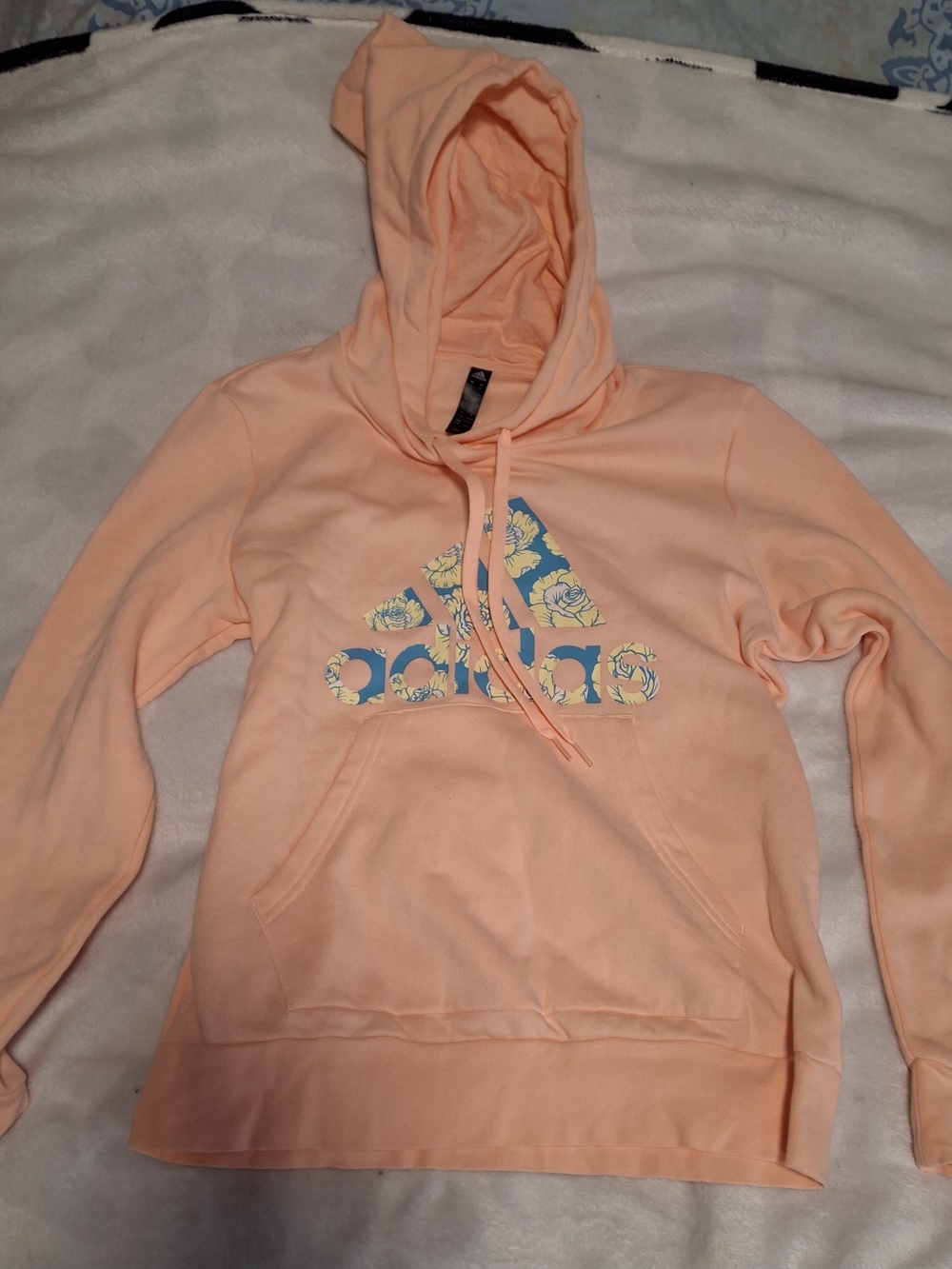 adidas Peach Hoodie with Floral Logo